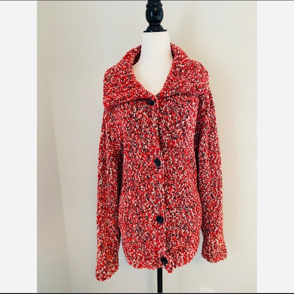 Evan-Picone Red Speckles Buttonup Cardigan Size 1X - Picture 1 of 10